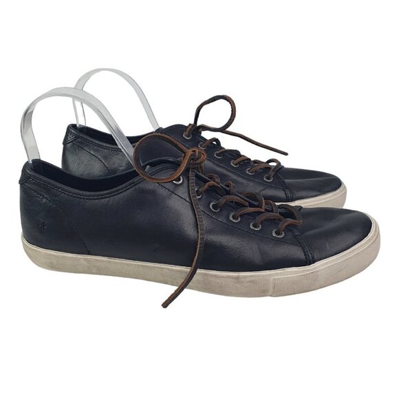 Frye Mens Size 12 Brett Low Sneaker Black Leather Lace Up Style Low Top - Picture 2 of 12